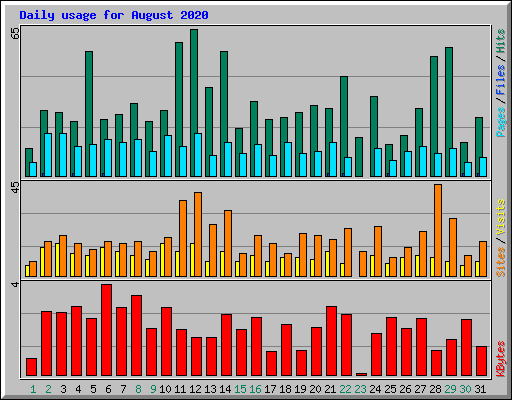 Daily usage for August 2020