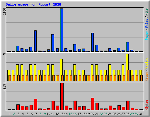 Daily usage for August 2020